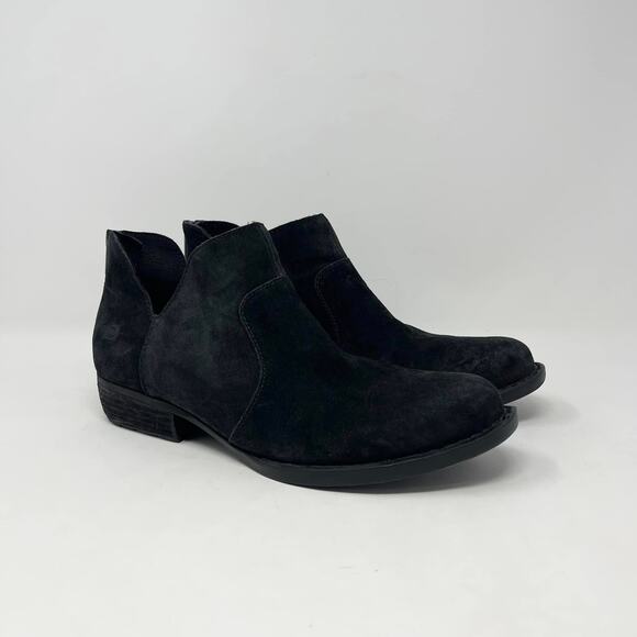 Born Kerri Black Distressed Leather‎ Back Zipper Ankle Boots Style D8909 - Picture 1 of 9